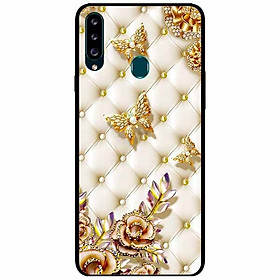 Ốp lưng dành cho Samsung A20s mẫu Bướm Vàng Giả Da