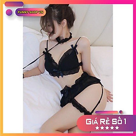Set Đồ Lót Voan Lưới Gợi Cảm + Vớ Lưới - S1026
