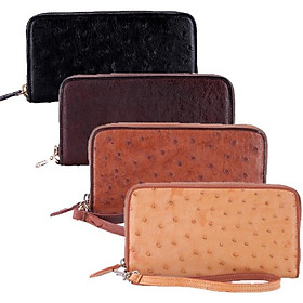 Bóp nữ da đà điểu Huy Hoàng 1 khóa vip màu đen, nâu đỏ, vàng bò, nâu đất HT3429-30-31-32