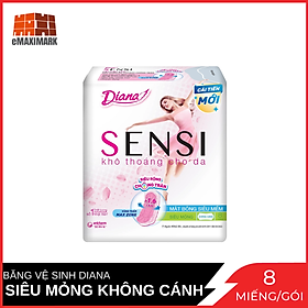 Băng Vệ Sinh Diana Sensi Siêu Mỏng Không Cánh Gói 8 Miếng