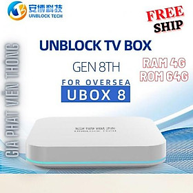 UBOX GEN 8 4G+64G Xem Phim, Kênh Truyền Hình Quốc Tế Nhật, Hàn, Trung, Đài Loan Miễn Phí