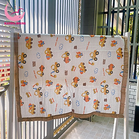 Khăn tắm cho bé sợi cotton mềm mại, thấm hút tốt, khăn 4 lớp có bo viền đẹp