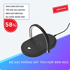 Bộ Sạc Không Dây Tích Hợp Đèn Ngủ Với Công Suất 15W, Vật Liệu Cao Cấp