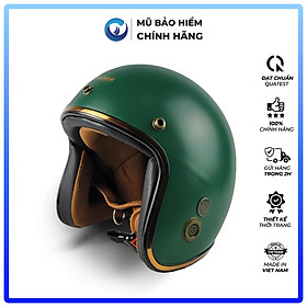 TẶNG MỎ Mũ Bảo Hiểm 34 đầu Blue Sea A101 - Đủ Màu Sơn - Lót tháo rời - Freesize - Hàng chính hãng - Xanh rêu đậm mờ