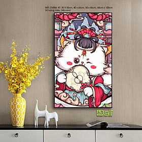 Mua Tranh treo tường tự tô màu số hóa DALI Tranh Cô mèo đáng yêu DV056