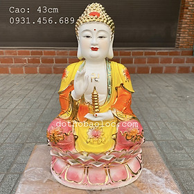 Tượng Phật Bổn Sư Thích Ca Mâu Ni ngồi trên đài sen bằng sứ cao cấp – Cao 43cm