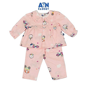 Bộ quần áo Dài bé gái họa tiết Kỳ Lân Hồng Xô sợi tre - AICDBGL8NSK9 - AIN Closet