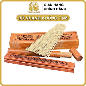 Bộ nhang không tăm đầy đủ hộp đựng và máng đốt bằng gỗ nhà HÀ XÁ cao cấp