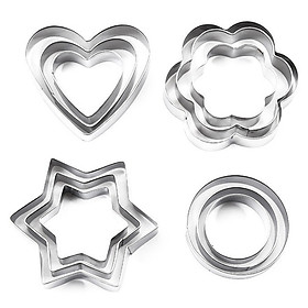 Mua Bộ 12 khuôn cắt tạo hình làm bánh - Khuôn inox hình tim  hoa mai  ngôi sao và hình tròn