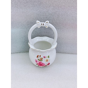 Giỏ sứ cao cấp đựng thìa dĩa ăn hoa quả - anth621