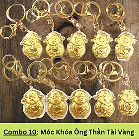 Combo 10 Móc Khóa Ông Thần Tài Vàng, kích thước: 17cmx9cm, màu vàng - SP005977