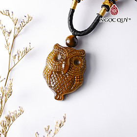 Mặt dây chuyền cú đá mắt hổ vàng nâu 36x26x11mm mệnh thổ kim - Ngọc Quý Gemstones