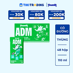 Sữa dinh dưỡng Vinamilk ADM Có Đường - Thùng 48 hộp 110ml
