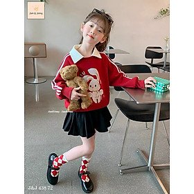 Set váy cho bé gái. Váy nỉ trẻ em nữ 2-12 tuổi hình thỏ cổ rời phong cách Hàn Quốc kiểu dáng thời trang