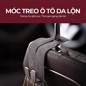 Móc Treo Kép Đa Năng Trên Ô Tô CIND BO-N021 Bằng Kim Loại Bọc Da Lộn Màu Xám Sang Trọng Cho Nội Thất Xe - Nhập Khẩu Chính Hãng