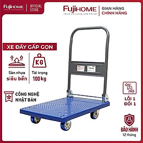 Xe đẩy hàng 4 bánh gấp gọn chở 120kg sàn nhựa nhập khẩu FUJIHOME PH150A - bánh cao su chống ồn, sàn nhựa chống ăn mòn- Hàng chính hãng