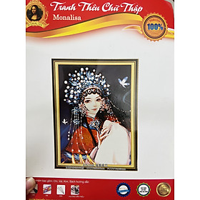 Mua Tranh thêu kín Tân nương cổ trang DX1046  kích thước 65 x 88 cm