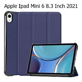 Bao Da Cover Dành Cho Apple Ipad Mini 6 8.3 Inch 2021 Hỗ Trợ Smart cover Gấp 3 - Xanh Dương