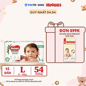 Tã Dán Siêu Cao Cấp Huggies Platinum Naturemade L54 (54 Miếng)