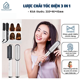 Lược Điện Chải Tóc Tạo Kiểu Chuyên Nghiệp Kiêm Máy Uốn Duỗi Ép Tóc Tạo Kiểu Nhanh Chóng - HÀNG CHÍNH HÃNG MINIIN