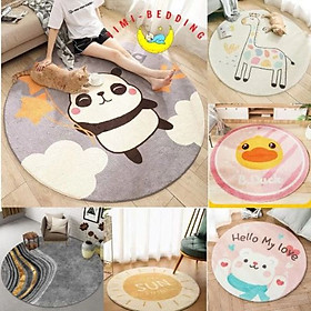 Thảm Trải Sàn Lông Cừu Phong Cách Vintag, Thảm Tròn Bali Hoạ Tiết Hiện Đại, Thổ Cẩm Trang Trí Phòng Ngủ, Phòng Khách ( Đường Kính 1mx1m )- Hàng Chính Hãng MINIIN