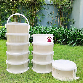 Mua Lồng Bàn Đa Tầng  Khay Hộp Đậy Thức Ăn 5 Tầng MẪU CÓ TAY CẦM - Giữ Nhiệt Chống Bụi Côn Trùng Tiện Dụng  khay đậy thực phẩm hộp đựng thức ăn LOẠI LẮP SẴN