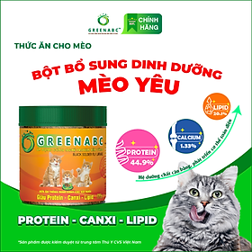 Thức ăn cho Mèo GREENABC - Bột bổ sung đủ dinh dưỡng protein 44.9%, canxi 1.33%, lipid 20.1% giúp tiêu hóa tốt, tăng đề kháng, lông mượt - Hộp 200g