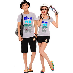 Bộ Áo Thun Đôi Nam Nữ Mình Yêu Nhau Đi Màu Xám