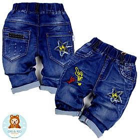 Quần lửng jean thêu ngôi sao 2 túi sau cho bé trai 1 đến 6 tuổi từ 8 đến 18 kg 01970