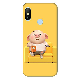 Ốp lưng nhựa cứng nhám dành cho Xiaomi Redmi 6 Pro in hình Heo Con Thư Giãn