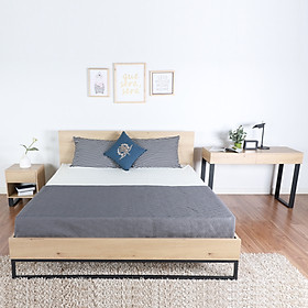 Bộ giường ngủ gỗ hiện đại 1m8*2m Magino  màu gỗ trắng
