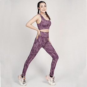 Bộ đồ tập yoga gym aerobic nữ chuyên nghiệp áo bra 2 lớp phối legging nâng mông tôn dáng