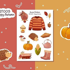 Sticker tự thiết kế - sticker sheet happy autumn - hình dán sổ, nhật kí bullet journal - unim028