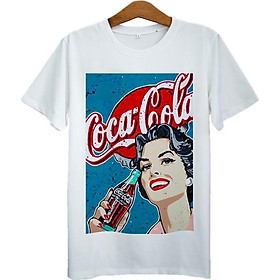 Áo Thun Nam In Cô Gái Quảng Cáo Coca-Cola ASAT007 - Trắng