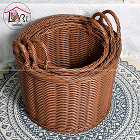 Mua Lubihandicraft - Sọt đựng đồ hình tròn đan dây nhựa bộ 3 - bền  đẹp