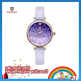 Đồng Hồ Nữ PAGINI PA002218 Dây Da Cao Cấp - Thiết Kế Mặt Tròn Phối Đá – Tặng Pin Dự Phòng