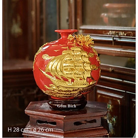 Mua Bình Hút Tài Lộc Thuận Buồm Xuôi Gió Dát Vàng Bình Phong Thủy Tài Lộc Gốm Sứ Bát Tràng - Gốm Bích