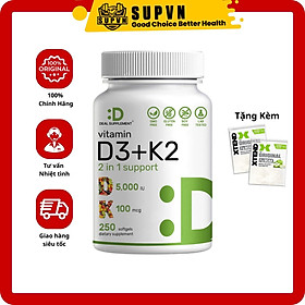 Deal Supplement Vitamin D3 + K2 5000IU (250 Viên) - Vitamin Tăng Sức Đề Kháng, Hệ Miễn Dịch, Săn Chắc Xương