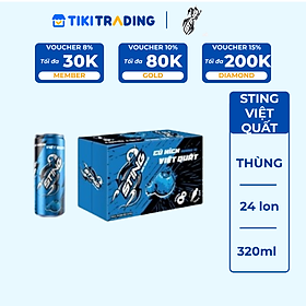 Thùng 24 Lon Nước Tăng Lực Sting Việt Quất (320ml/lon)