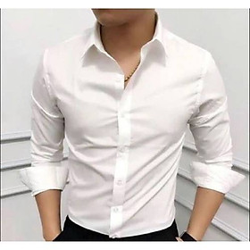 Áo Sơmi Tay Dài Màu Trắng/ Không túi size 75kg-79kg