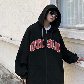 Áo nỉ HOODIES ZIP tay dài dáng rộng phong cách Nhật Bản UNISEX