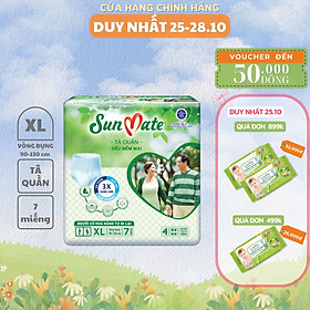 Combo 2 - Tã quần người lớn SunMate siêu mềm mại mới size M18/L16/XL14 + 2 miếng - L16+2 - XL7
