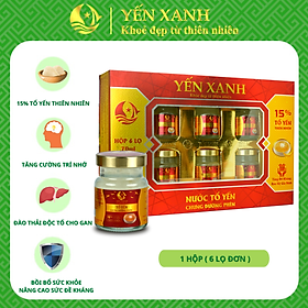 TỔ YẾN CHƯNG ĐƯỜNG PHÈN – YẾN XANH (15% TỔ YẾN) - HỘP 6 LỌ