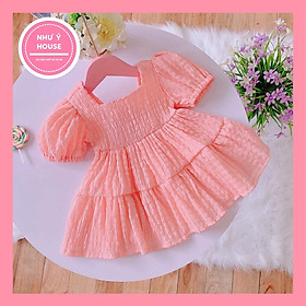 Váy Bé Gái 8-42kg NHƯ Ý HOUSE'S- Đầm Công Chúa, váy trẻ em, hàng thiết kế - váy xốp nhăn hồng tôm - 8-40kg