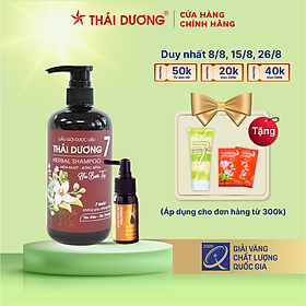 Bộ sản phẩm dành cho tóc rụng - Dầu gội dược liệu Thái Dương 7 480ml & Xịt mọc tóc Thái Dương 30ml