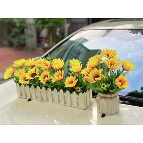 Mua Hoa hướng dương  bình hoa cắm sẵn và chậu hàng rào hoa giả trang trí