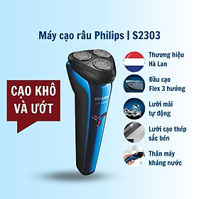 Máy cạo râu điện Philips S2302 S2303 - Bản nâng cấp của S1301 S1203, cạo khô & ướt, Pin sạc nhanh - Hàng nhập khẩu