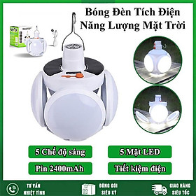 Bóng Đèn Tích Điện 40W , Năng Lượng Mặt Trời 4 Cánh ,Đèn Led Siêu Sáng ,Tiết Kiệm Điện Năng , Chống