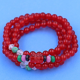 Vòng chuỗi 108 hạt đá thạch anh đỏ charm lục tự chân ngôn - hạt 8 ly ( size lớn ), vòng chuỗi niệm Phật, vòng chuỗi đeo tay