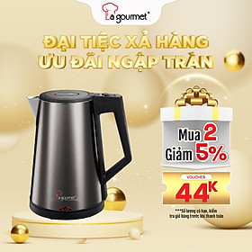 Ấm siêu tốc không vi nhựa La gourmet 1,7L - 359636 (2 lớp chống bỏng, bảo hành 1 năm)